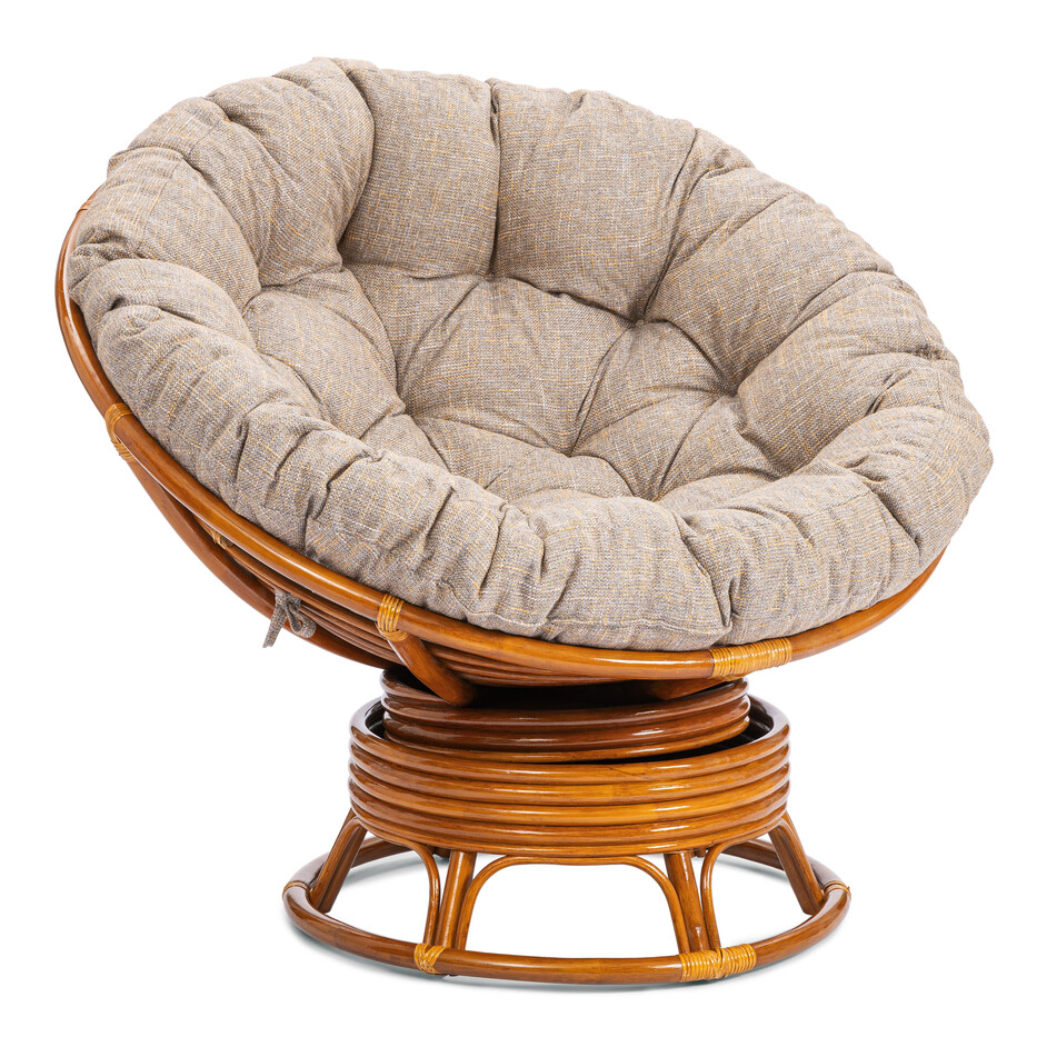 Кресло-качалка PAPASAN/ПАПАСАН W 23/01 B /с подушкой/ 115х78х104см, пекан орех, подушка рогожка, меланж