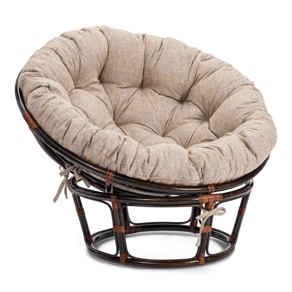 Кресло PAPASAN/ПАПАСАН 23/01 W /с подушкой/ 115х101х104см, античный черно-коричневый, подушка рогожка, меланж