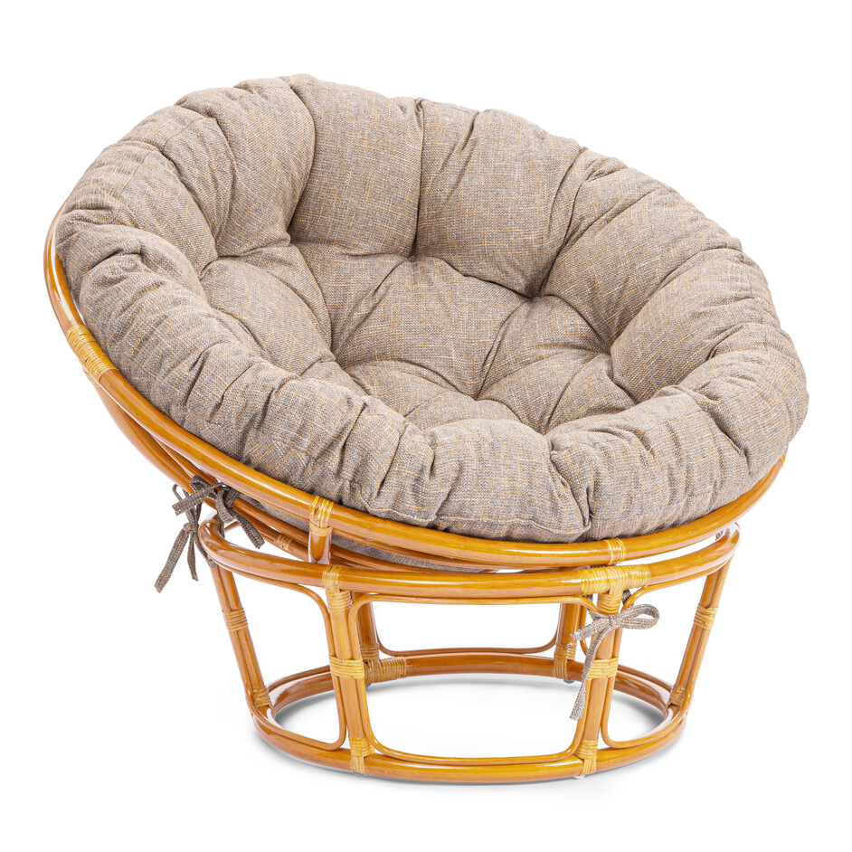 Кресло PAPASAN/ПАПАСАН 23/01 W /с подушкой/ 115х101х104см, медовый, подушка рогожка, меланж