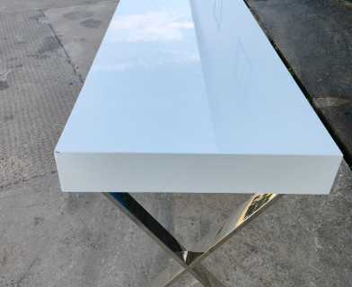 Стол письменный LAZETTI (mod.EWD-HS01) мдф high gloss/металл, 120х55х75см, Белый (White)/хром