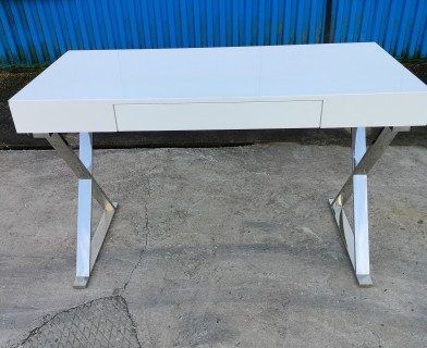 Стол письменный LAZETTI (mod.EWD-HS01) мдф high gloss/металл, 120х55х75см, Белый (White)/хром