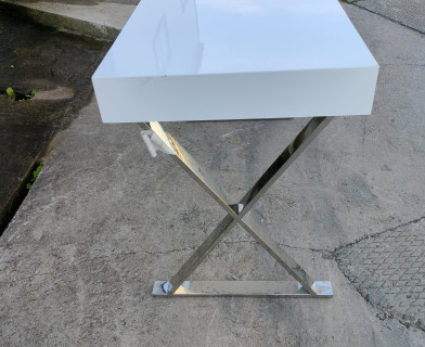 Стол письменный LAZETTI (mod.EWD-HS01) мдф high gloss/металл, 120х55х75см, Белый (White)/хром