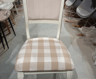 Стул Bianca (BI-SC(B)) дерево гевея, 46х58х95см, ivory white (слоновая кость 2-5), сид: клетка бежевая, спин: полоска (S505