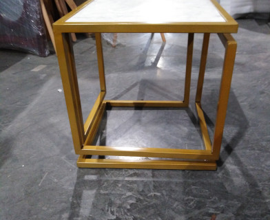 Столик кофейный Secret De Maison QUATTRO ( mod. 14153 ) алюминиевый сплав/мрамор, 41*41*41 см, золотой/белый мрамор