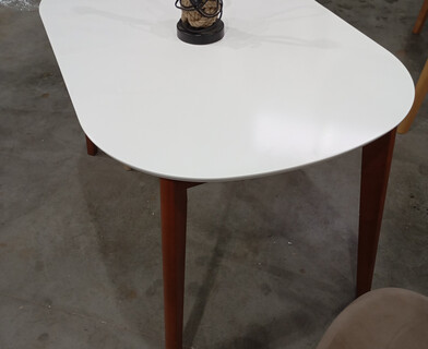 Стол обеденный раскладной Боско/Bosco МДФ/бук, 120+30х80см, белый/коричневый