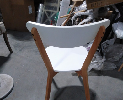 Стул жесткое сиденье MAXI (Макси) каркас бук, сиденье, спинка - мдф, 86 х 48.5 х 54.5 см, Белый+Натуральный ( Бук)