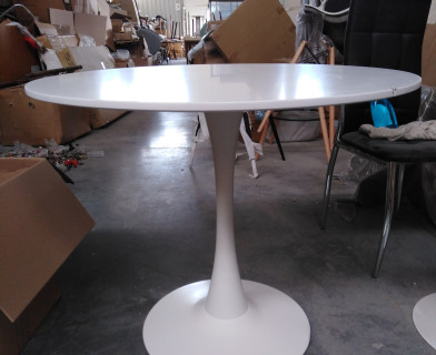 Стол TULIP (mod. 011) металл, мдф, белый, D90х75 см