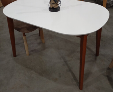 Стол обеденный раскладной Боско/Bosco МДФ/бук, 120+30х80см, белый/коричневый