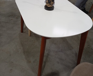 Стол обеденный раскладной Боско/Bosco МДФ/бук, 120+30х80см, белый/коричневый