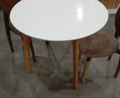 Стол обеденный Боско/Bosco МДФ/бук, D900, белый/натуральный бук