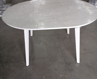 Стол обеденный раздвижной Свелто/Svelto ЛДСП, опора-массив березы, 105х105-140х74,5см, белый /белый