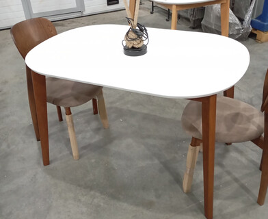 Стол обеденный раскладной Боско/Bosco МДФ/бук, 120+30х80см, белый/коричневый