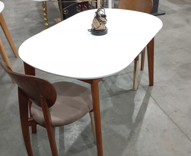 Стол обеденный раскладной Боско/Bosco МДФ/бук, 120+30х80см, белый/коричневый