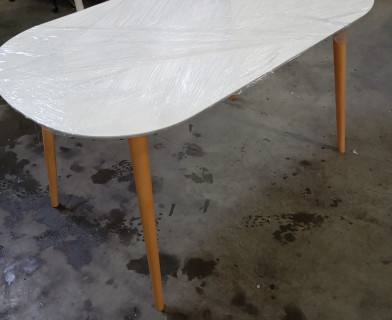 Стол обеденный MAX (Макс) основание бук, столешница мдф, 140 х 80 х 75см, Белый + Коричневый