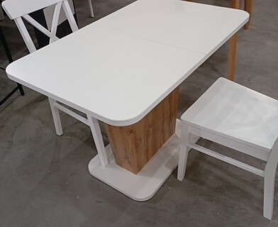 Стол обеденный раздвижной Гент/Gent ЛДСП, 110-145х68,6х75,5см, дуб вотан/белый