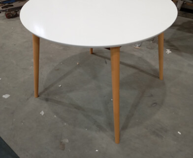 Стол круглый раскладной обеденный Боско/Вosco МДФ/бук, 100х75х100+30см, белый/натуральный бук