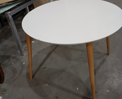 Стол круглый раскладной обеденный Боско/Вosco МДФ/бук, 100х75х100+30см, белый/натуральный бук