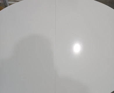 Стол круглый раскладной обеденный BOSCO (Боско) основание бук, столешница мдф, 100*75*100+30см, Белый+Натуральный ( Бук)