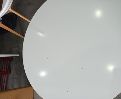 Стол обеденный BOSCO (Боско) основание бук, столешница мдф, D900, Белый+Натуральный ( Бук)