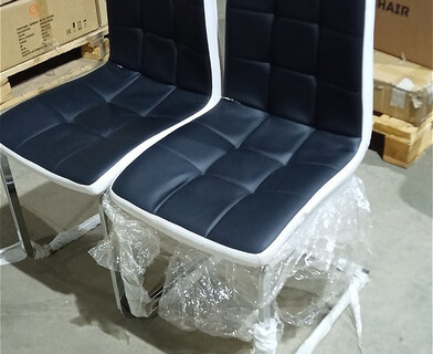 Стул Маркони/Marconi (мод.37) металл/экокожа, 57х43х106х50см, хром/черный/белый окантовка