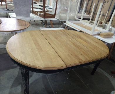 Стол обеденный Secret De Maison XXL дерево манго, D130-250х130х77см, Black (черный)/ Natural (натуральный)