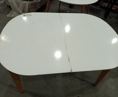 Стол обеденный раскладной BOSCO (Боско) основание бук, столешница мдф, 120+30*80см, Белый+Натуральный ( Бук)