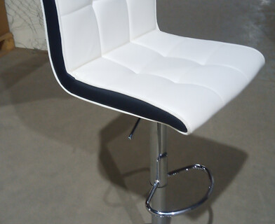 Стул барный Барбер/Barber (мод.KY711D) металл/экокожа, 43х50х92-103см, белый/черный/хром