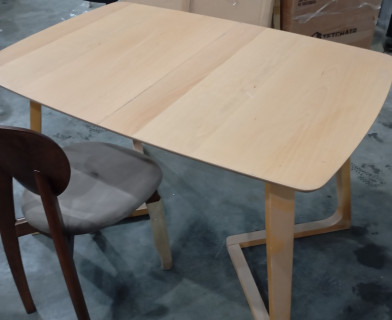 Стол раскладной VAKU (Ваку) основание бук, столешница мдф, 80x120+40x75см, Натуральный