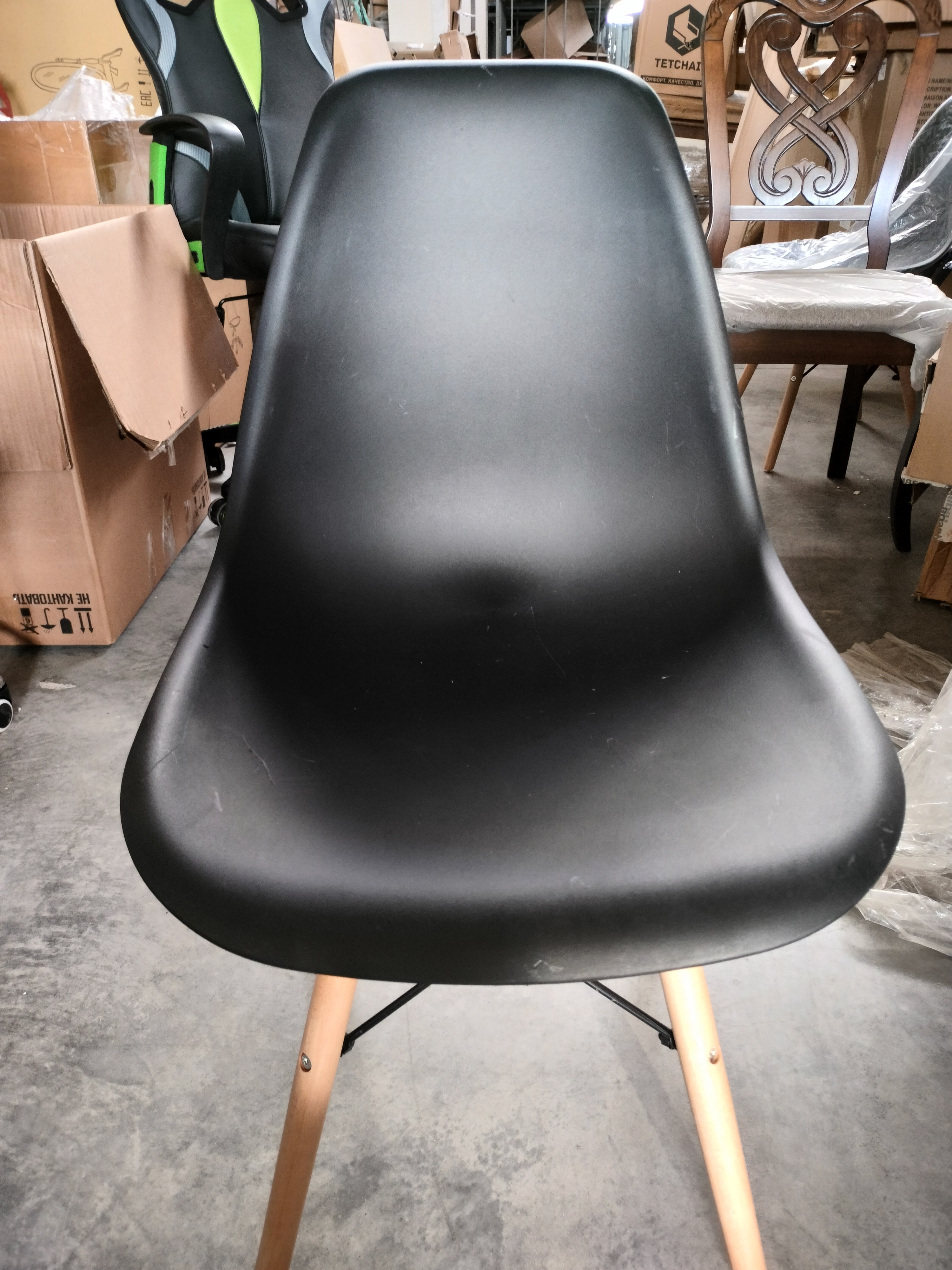 Стул CINDY (EAMES) (mod. 1801) / 1 шт. в упаковке дерево бук/металл/сиденье пластик, 45x51x82 см, Black (черный)
