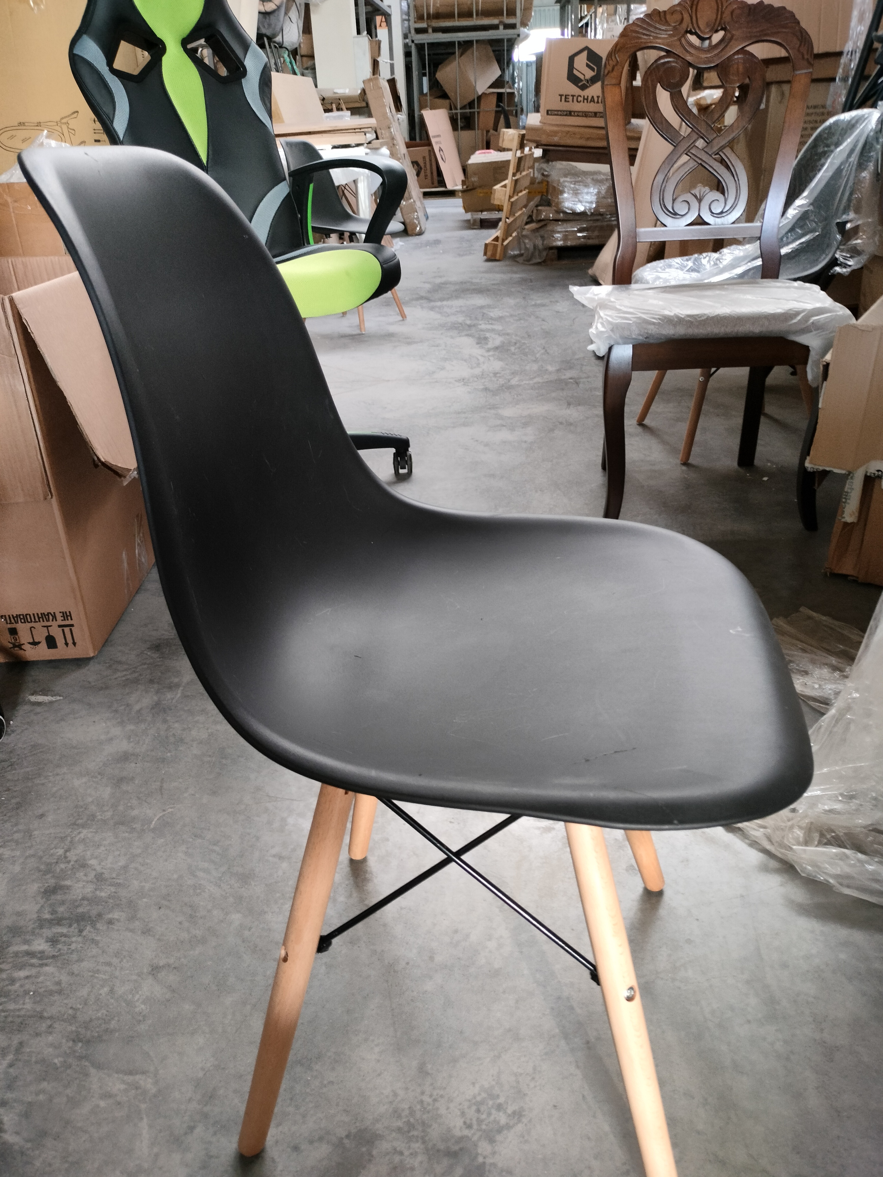Стул CINDY (EAMES) (mod. 1801) / 1 шт. в упаковке дерево бук/металл/сиденье пластик, 45x51x82 см, Black (черный)