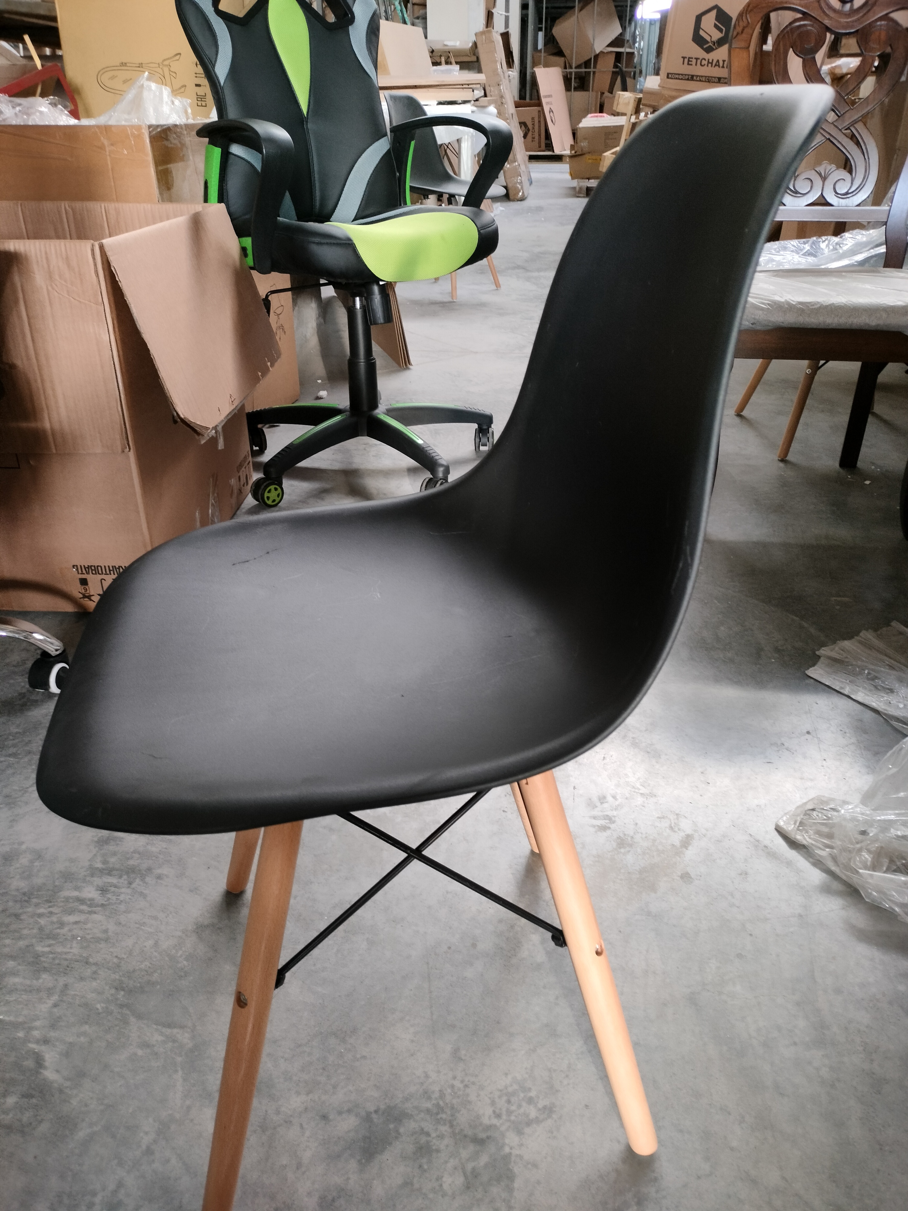 Стул CINDY (EAMES) (mod. 1801) / 1 шт. в упаковке дерево бук/металл/сиденье пластик, 45x51x82 см, Black (черный)