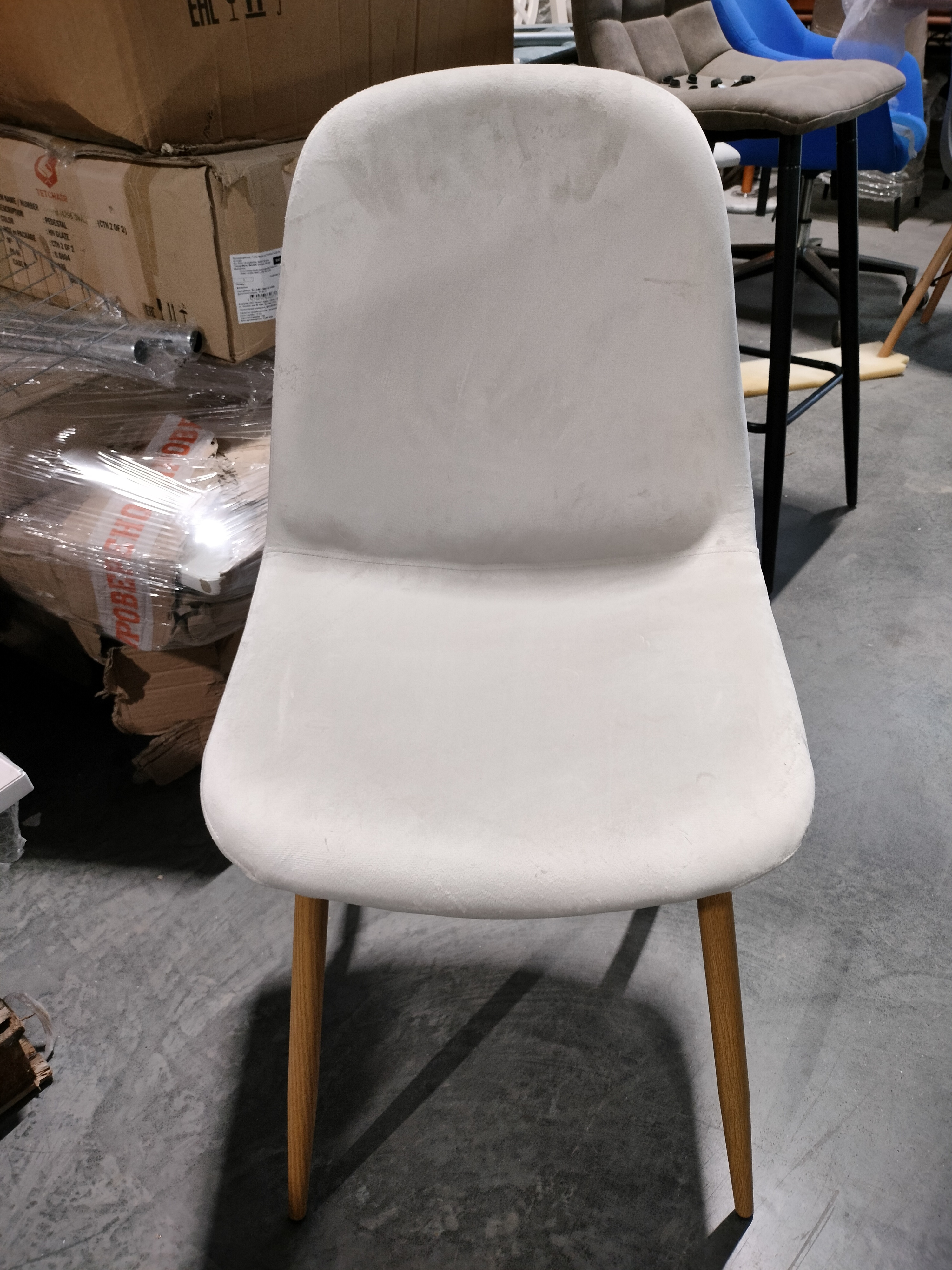 Стул BREEZE (mod. 4724) / 1 шт. в упаковке вельвет/металл, 44 х 53 х 87 см, Light beige (светло-бежевый) HLR1 / натуральный