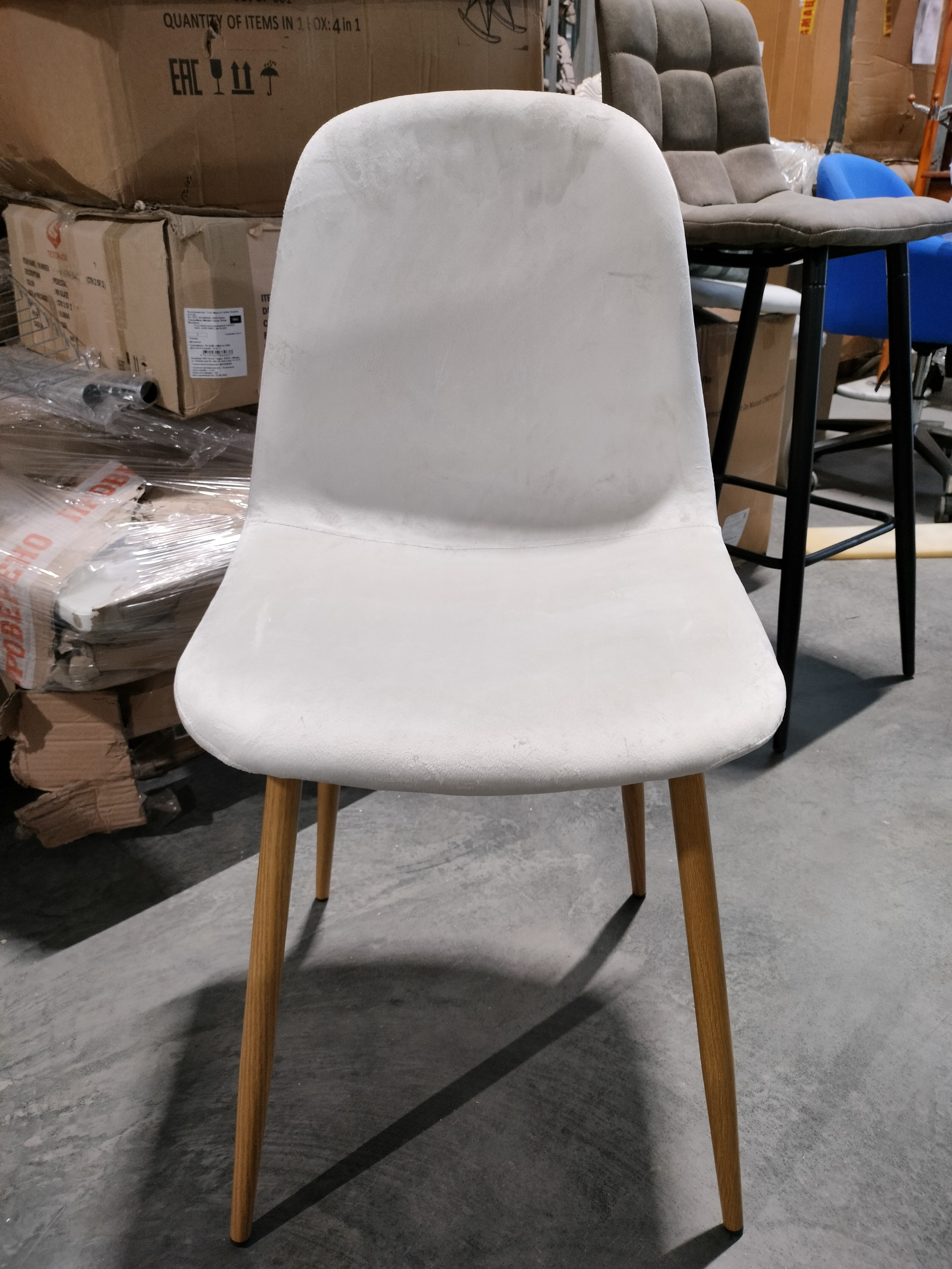 Стул BREEZE (mod. 4724) / 1 шт. в упаковке вельвет/металл, 44 х 53 х 87 см, Light beige (светло-бежевый) HLR1 / натуральный