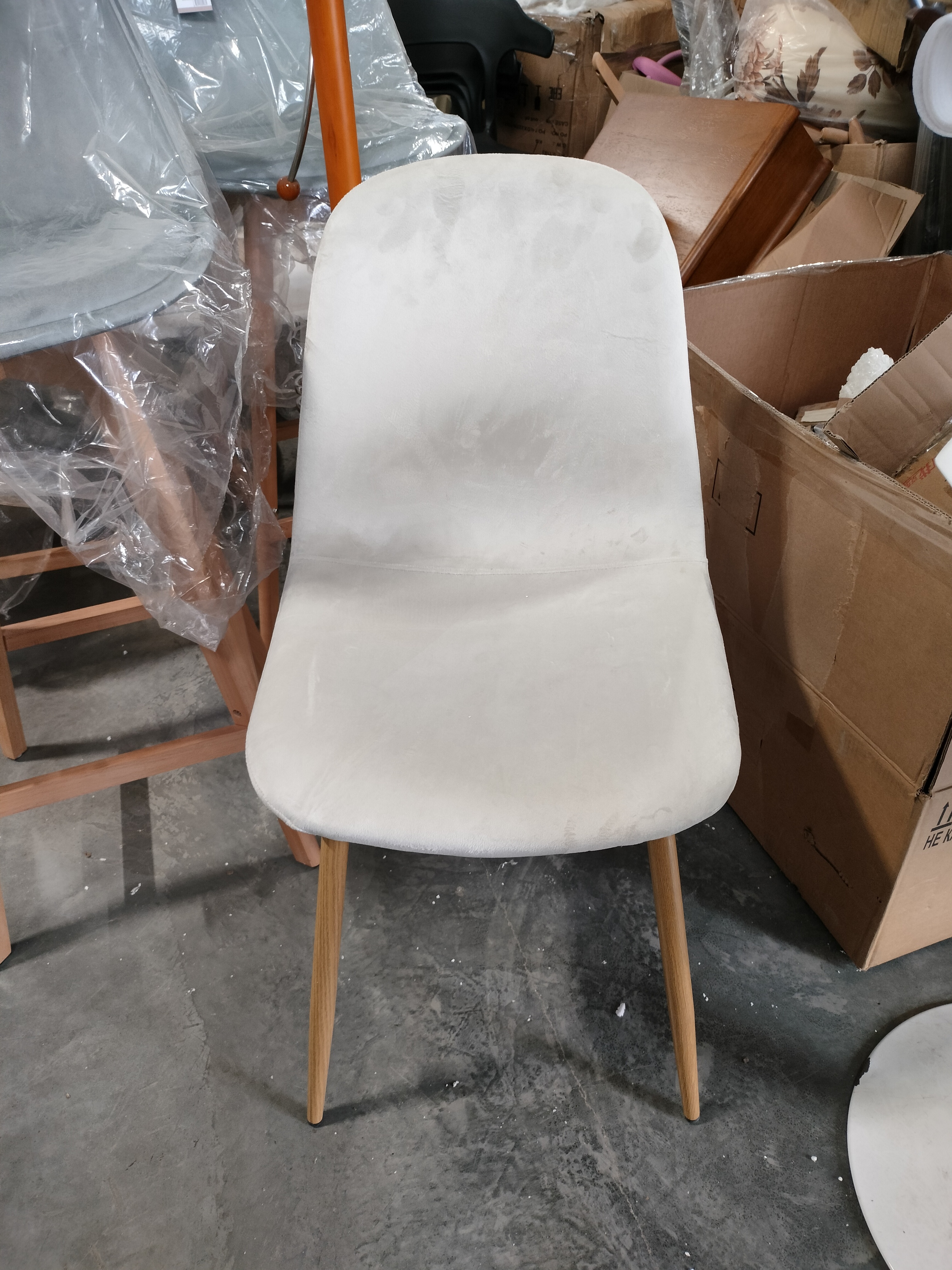 Стул BREEZE (mod. 4724) / 1 шт. в упаковке вельвет/металл, 44 х 53 х 87 см, Light beige (светло-бежевый) HLR1 / натуральный