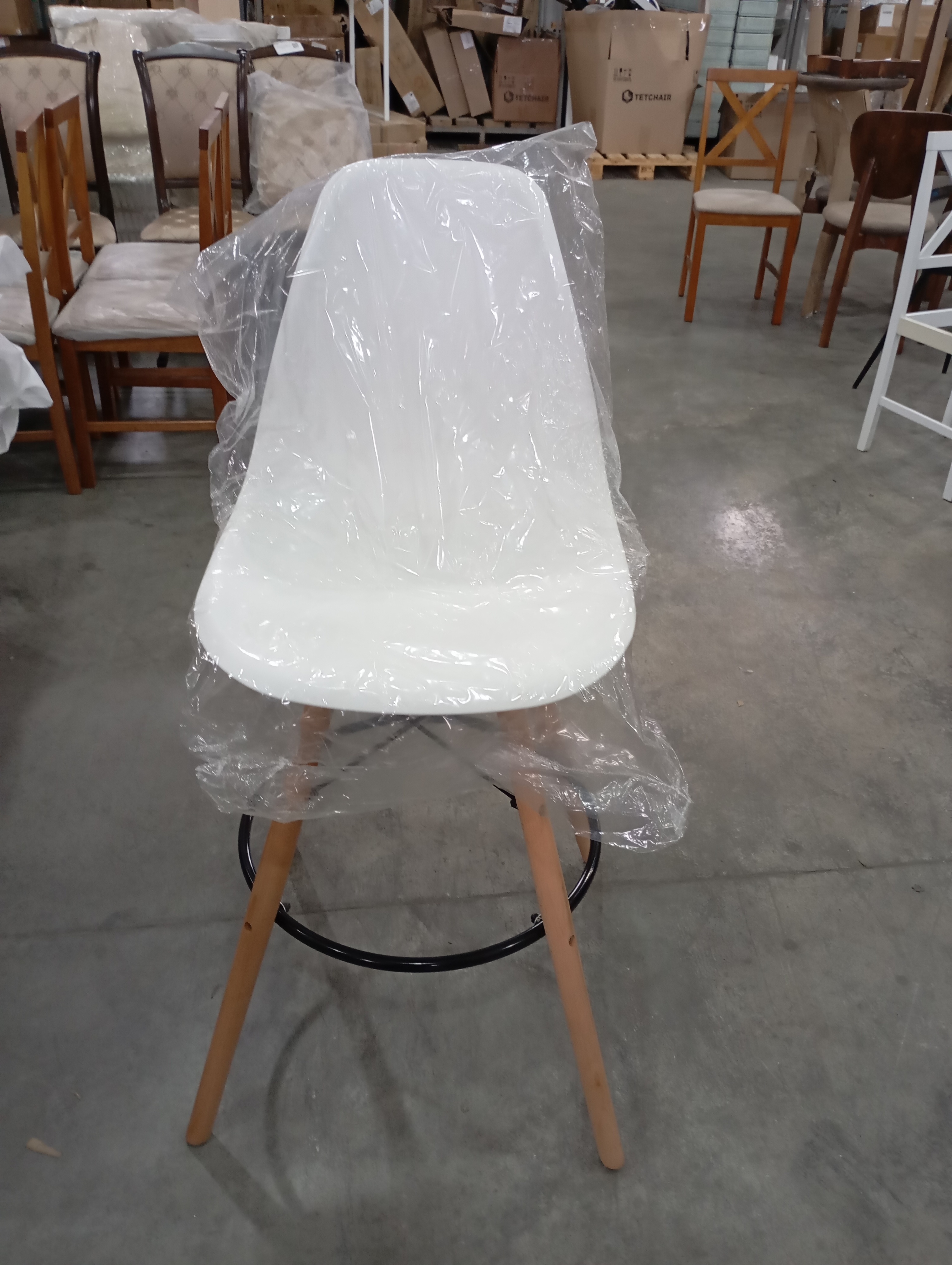 Стул барный Cindy Bar Chair (mod. 80-1) дерево бук/металл/пластик, 50 х 51 х 109 см, White (Белый) 70029/ натуральный