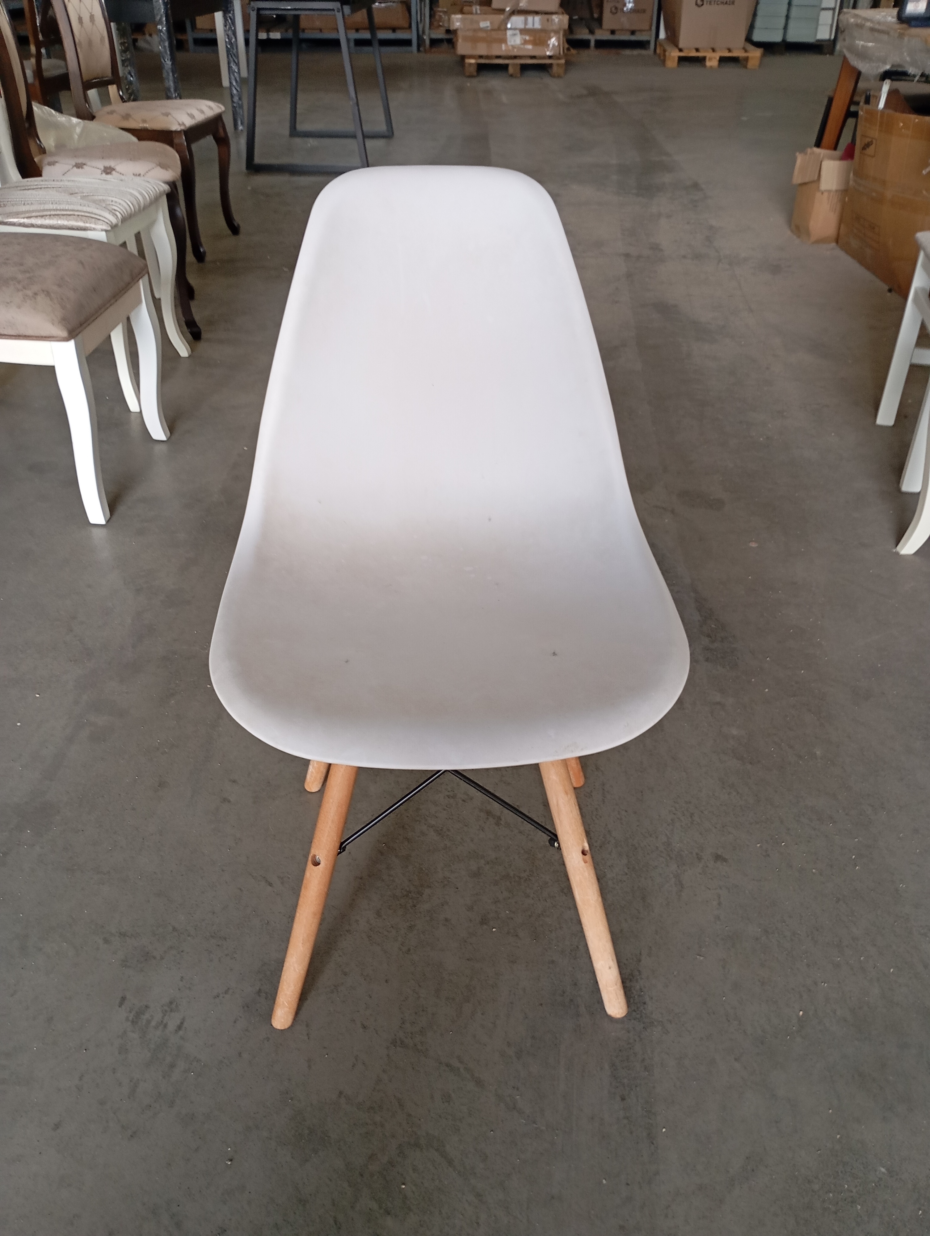 Стул CINDY (EAMES) (mod. 1801) дерево бук/металл/сиденье пластик, 45x51x82 см, White (белый)