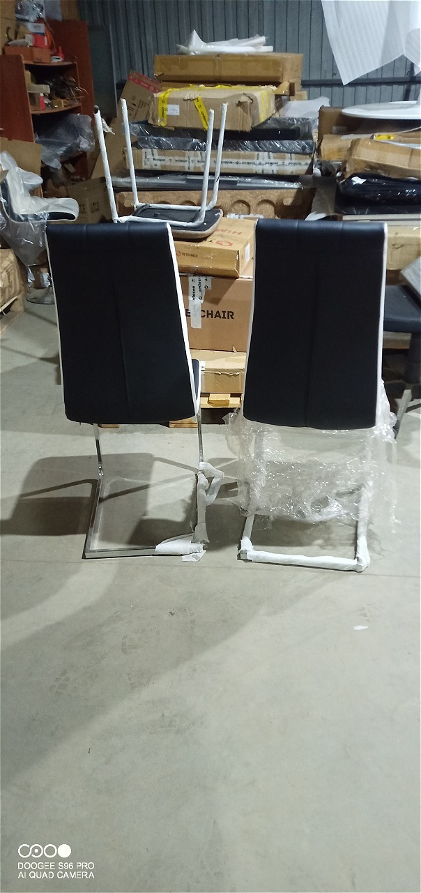 Стул Маркони/Marconi (мод.37) металл/экокожа, 57х43х106х50см, хром/черный/белый окантовка