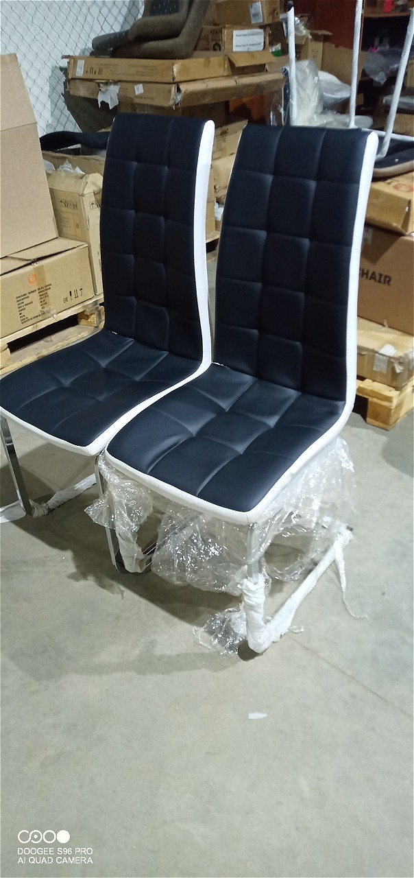 Стул Маркони/Marconi (мод.37) металл/экокожа, 57х43х106х50см, хром/черный/белый окантовка