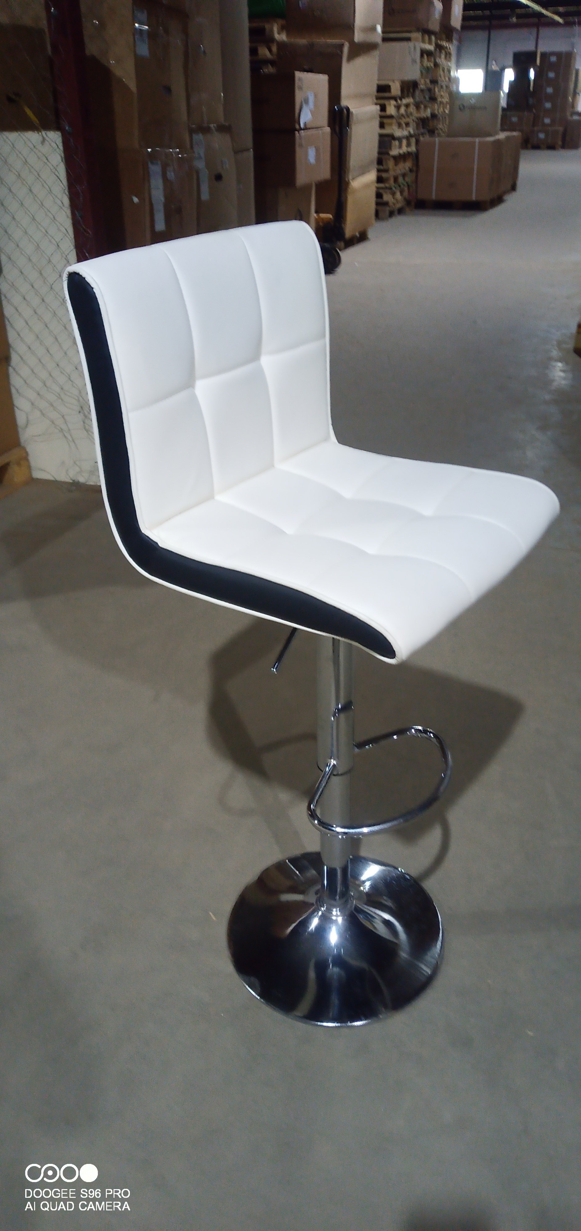 Стул барный Барбер/Barber (мод.KY711D) металл/экокожа, 43х50х92-103см, белый/черный/хром