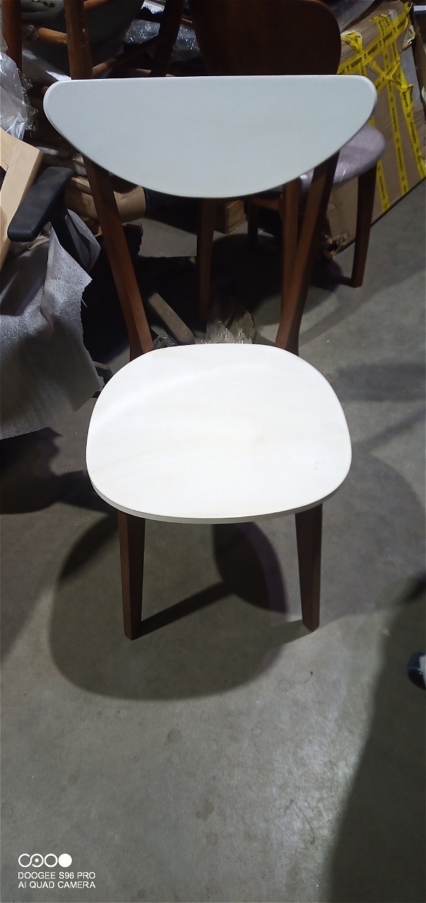 Стул жесткое сиденье Макси/Maxi каркас бук, сиденье, спинка - МДФ, 86х48.5х54.5см, белый + коричневый