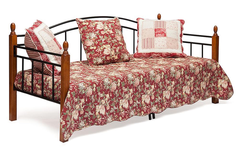 Кровать LANDLER дерево гевея/металл, 90*200 см (Day bed), красный дуб/черный