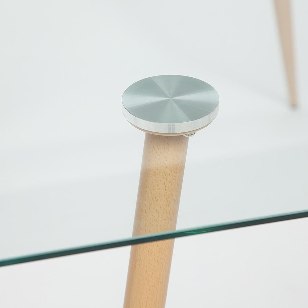 Стол SOPHIA (mod. 5003) металл/стекло (8мм), 140 х 80 х 75 см, бук/прозрачный