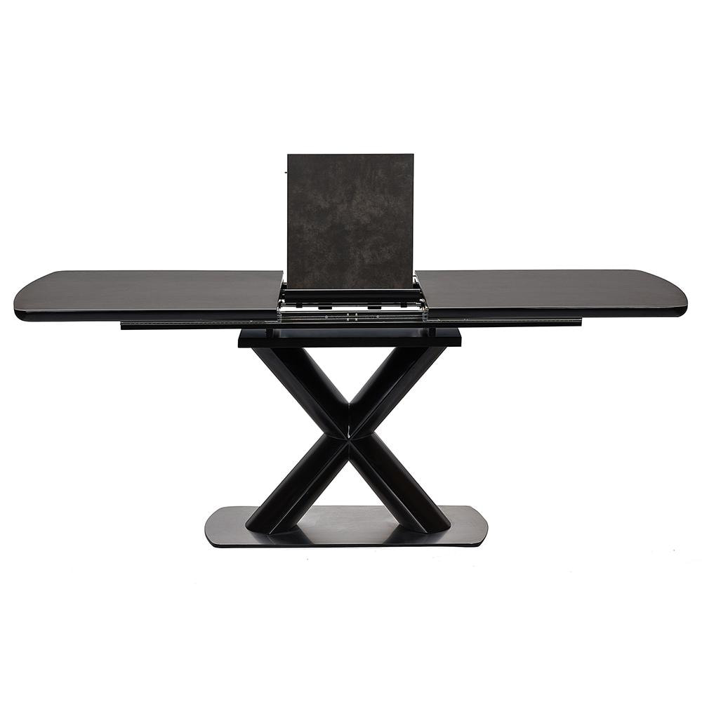 Стол обеденный LILIA керамика, мдф, металл, 160/200 х 90 х 76 см, черный/серый мрамор