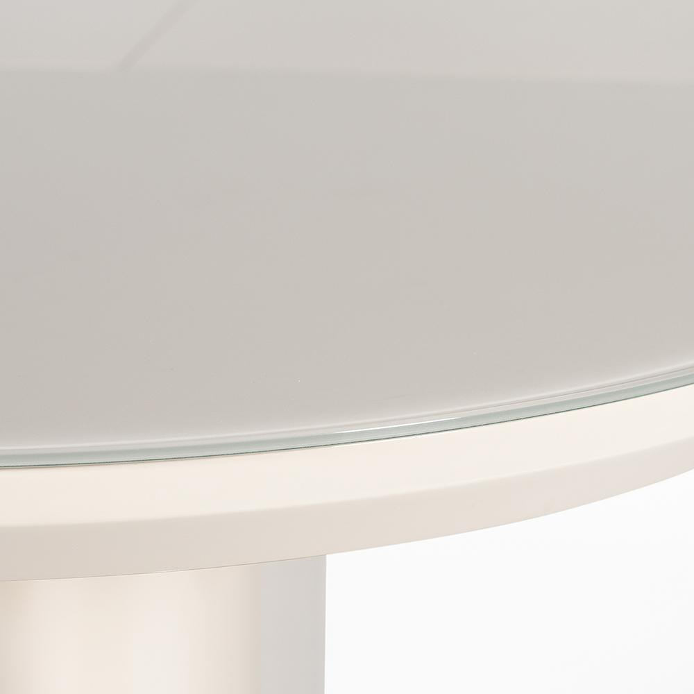 Стол ERFURT ( mod. DT0705 ) мдф high gloss, закаленное стекло, 140/180х80х76см, слоновая кость/хром