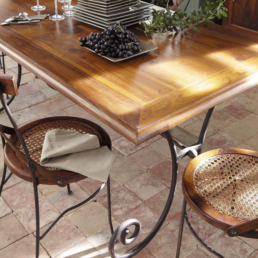 Разделочный стол Secret De Maison Luberon (mod 15) дерево палисандр/натуральный камень, 85х95х46см, светло-коричневый