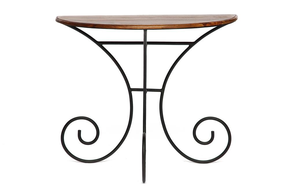 Консольный столик Secret De Maison Luberon (mod 9) дерево палисандр/металл, 79х92х46см, светло-коричневый/темно-коричневый с патиной
