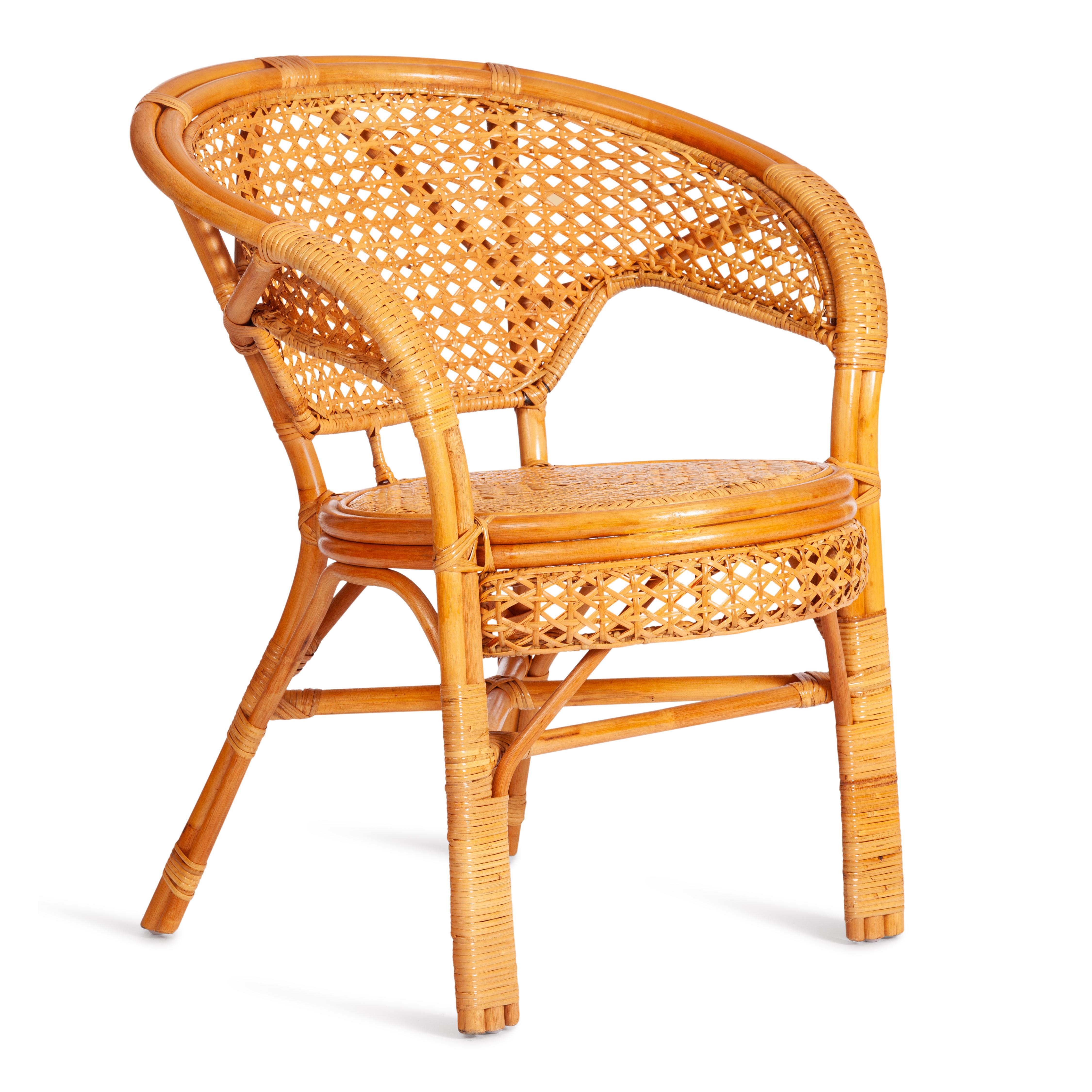 Комплект "PELANGI"  02/15 ( стол со стеклом + 4 кресла ) [без подушек] ротанг, кресло 65х65х77см, стол диаметр 64х61см, Honey (мед)