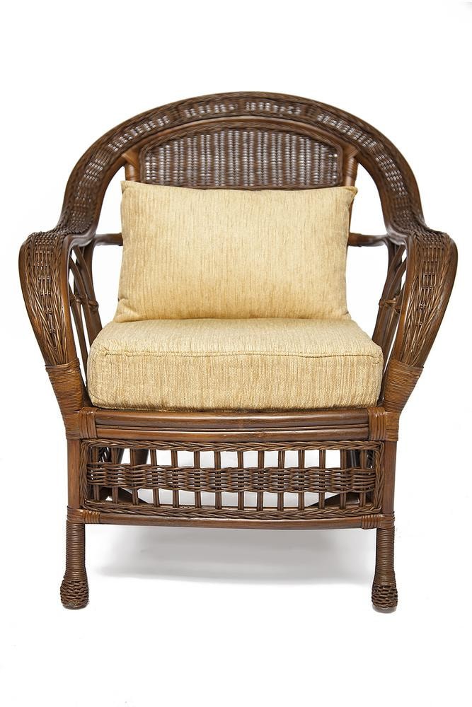 КОМПЛЕКТ для отдыха "MICHELLE" ( стол со стеклом+ диван + 2 кресла + подушки) Pecan Washed (античн. орех), Ткань рубчик, цвет кремовый