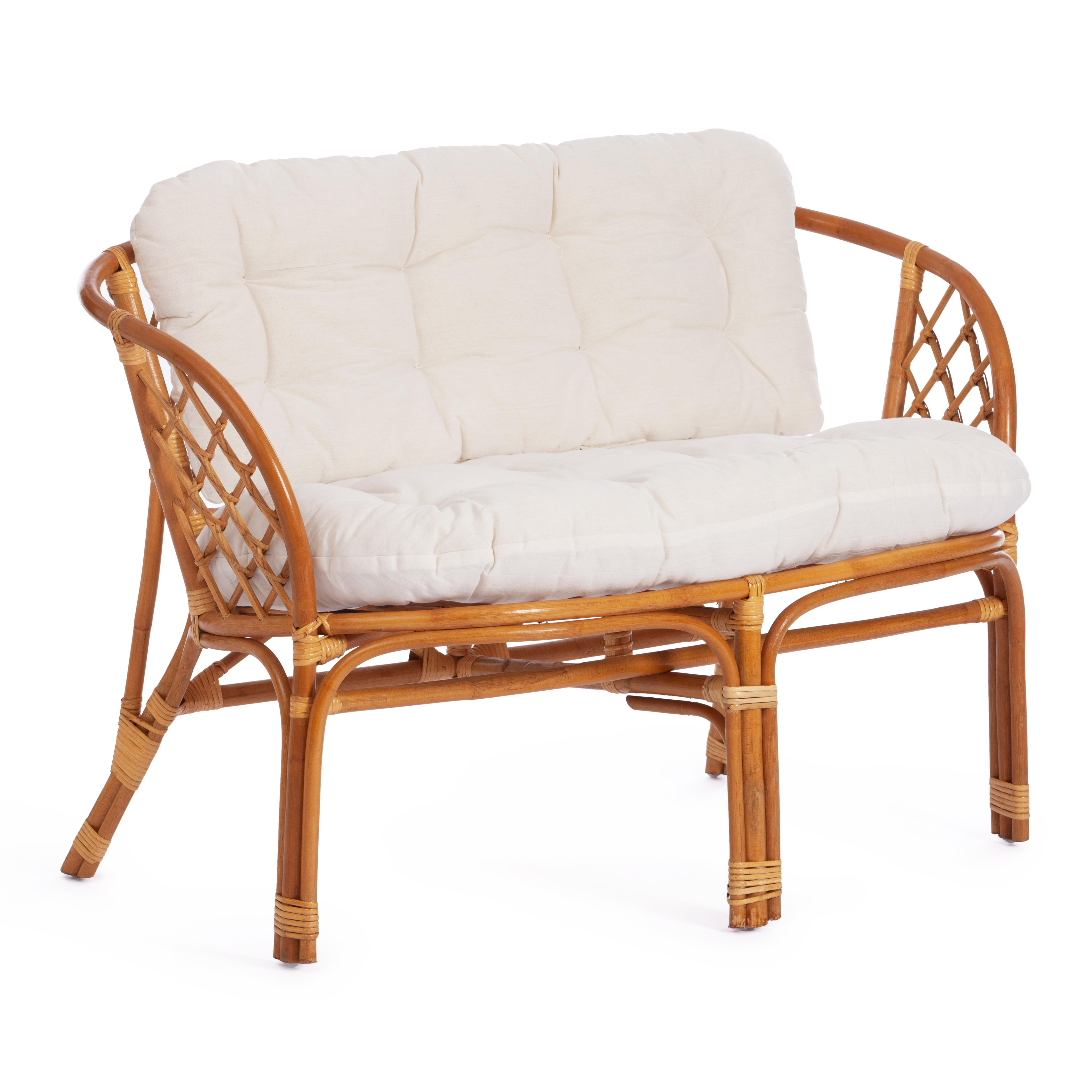 Комплект для отдыха "BAHAMA" (диван + 2 кресла + стол со стеклом ) /с подушками/ Honey (мед)