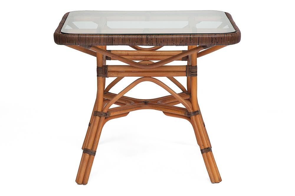 Комплект ( стол + 4 стула ) Secret De Maison Yama - Jiali натуральный ротанг, стол:90х90х76см, стул: 84x53x56см/57х68х90см, коричневый/brown